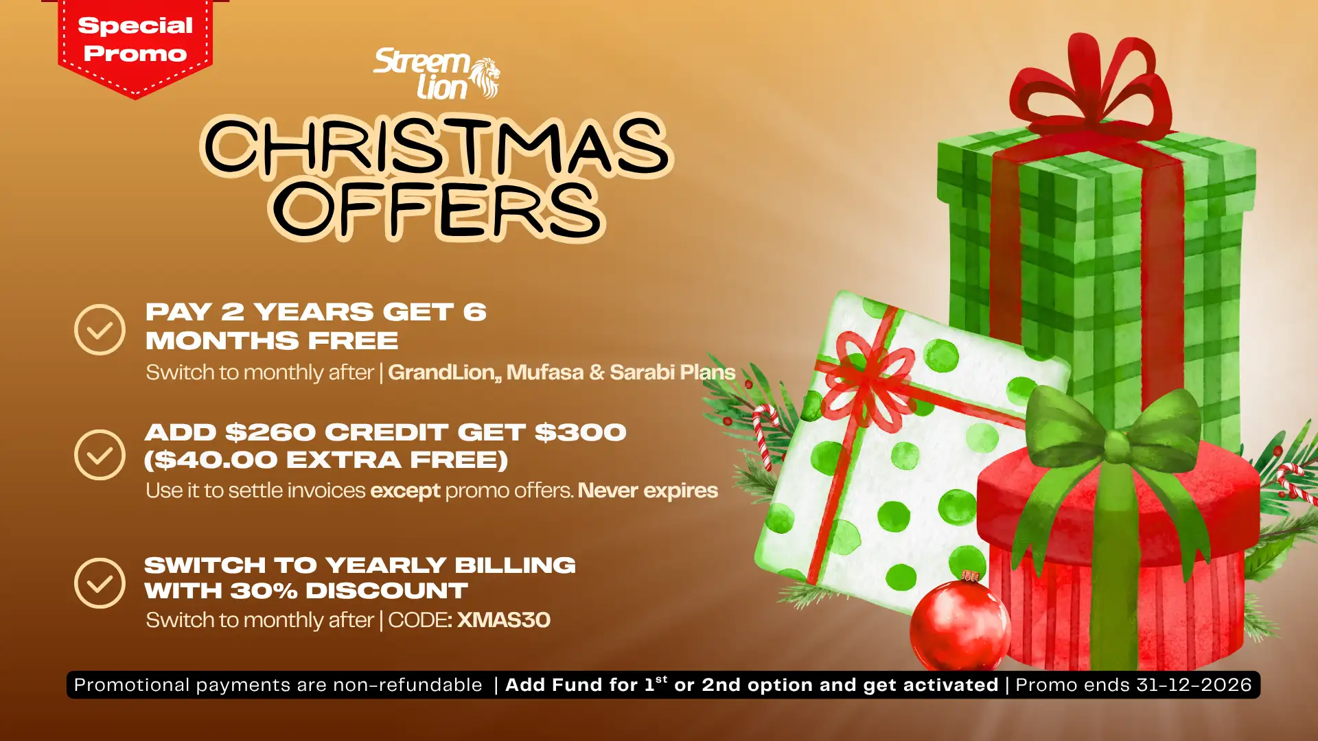 Streemlion Christmas Special Offers
